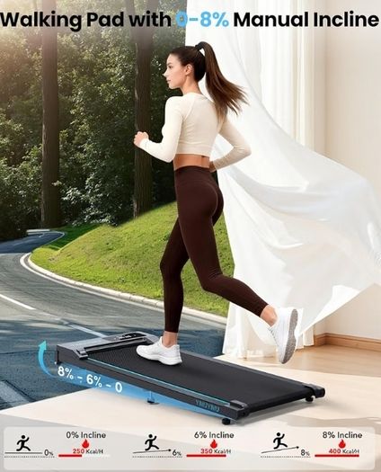 Under Desk Treadmill for Home, 2.75HP Quiet Portable Treadmill, Bluetooth App Magnetic Remote Control, 300LBS Capacity, LED Display