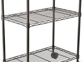 3-Shelf Storage Unit on Wheels with Height Adjustable Shelves and Adjustable Levelling Feet - 340kg Max Weight, Black