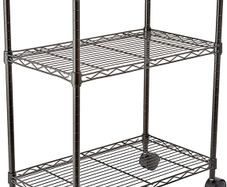 3-Shelf Storage Unit on Wheels with Height Adjustable Shelves and Adjustable Levelling Feet - 340kg Max Weight, Black