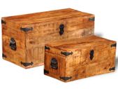 Storage Chest Set 2 Pieces Rough Mango Wood