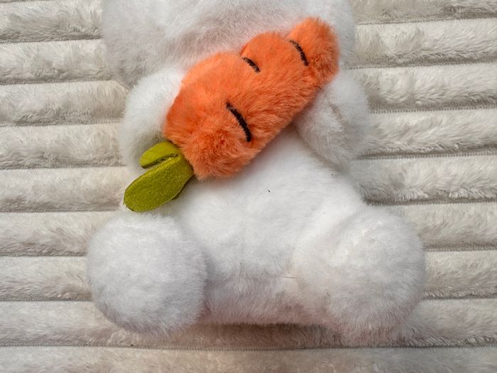 White Bunny Plush with Carrot approx. 25 cm. Used Please see photos
