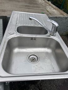 stainless steel double sink with taps cut out 475 x 930