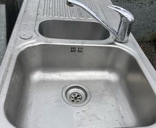 stainless steel double sink with taps cut out 475 x 930