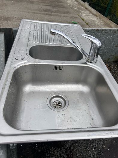 stainless steel double sink with taps cut out 475 x 930