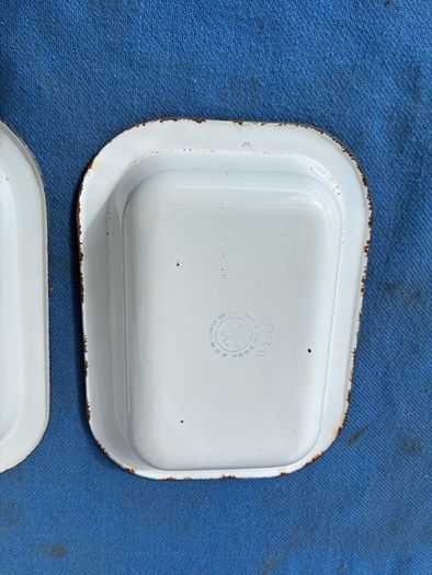 Matching pair of enamel dishes