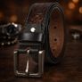 Premium Embossed Genuine Leather Belt Stylish Vintage Designer Belt Durable Formal & Casual Waist Belt Image 2
