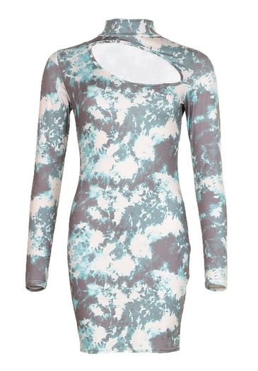Tie dye blue-grey mini dress