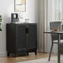 Black Sideboard for Living Room Rattan Buffet Storage Cabinets with Adjustable Shelves, Magnetic Closure, Accent Cabinet Cupboard for Kitchen Hallway Dining Room Furniture 80 x 40 x 89 cm Image 3