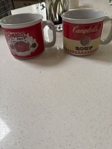 2 Vintage Campbell's Tomato and Condensed Soup Mugs - porcelain
