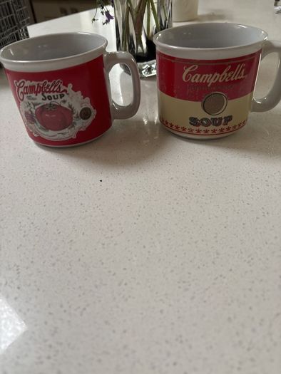 2 Vintage Campbell's Tomato and Condensed Soup Mugs - porcelain