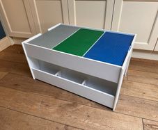 Build 'n' Store Large Wooden Base Plate Building Table White Kids Play Desk