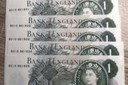 Seven uk one pound notes