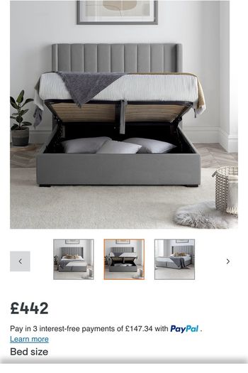 Maya Winged Ottoman Storage Light Grey Upholstered - King Bed 5ft Frame Only