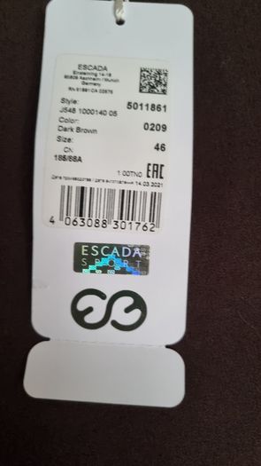 New ESCADA Jeans (Trousers), Brown,  EU 46, UK 16-18
