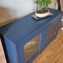 Rare Solid Wood IKEA Besta Vara - Made in Italy 1999 - Navy Reeded Glass TV Unit Image 2