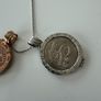 Mi Moneda silver and rose gold long necklace with Love and infinity discs Image 4