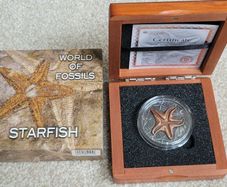 2 dollar's silver coin Starfish from the world of fossils
