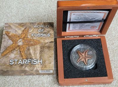 2 dollar's silver coin Starfish from the world of fossils