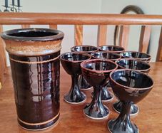 Louis Mulcahy Wine Cooler and Goblets set