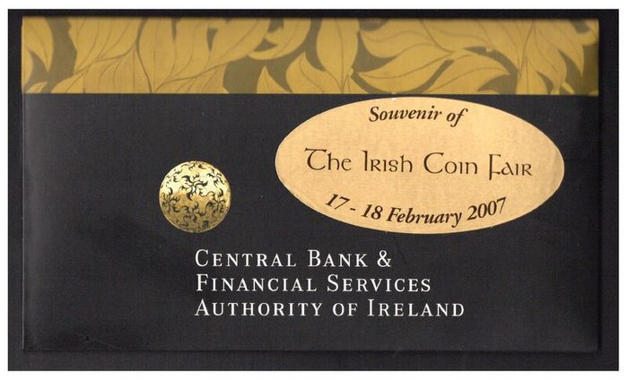 2007 Ireland Central Bank & Financial services Authority of Ireland Souvenir of The Irish Coin Fair 17-18 February 2007. Contains an uncirculated set of Irish coins issued in 2007. (3 images)