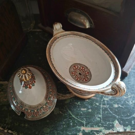 Rare 1860s Victorian Ironstone Sauce Tureen & Lid