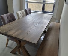 Dining table set and matching island chairs