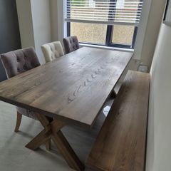 Dining table set and matching island chairs