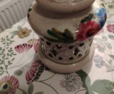 Vintage Hand Panted Cut Out lidded jar plus candle