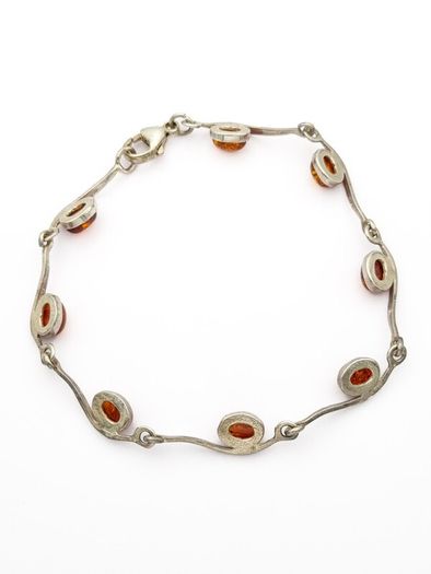 Vintage 925 Sterling Silver & Natural Baltic Amber Minimalist Bracelet