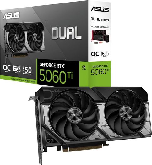Asus Dual Geforce RTX 5060 Ti 16GB 128-bit GDDR7 PCI Express 5.0 DLSS 4.0 Graphics Card