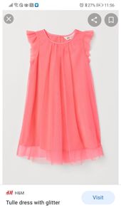 HM coral pink tulle dress Age 9-10
