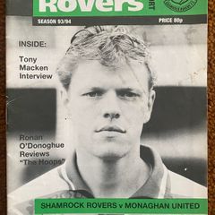 Very Rare 1993 Shamrock Rovers v Monaghan United - Bord Gais National League Premier Division Programme