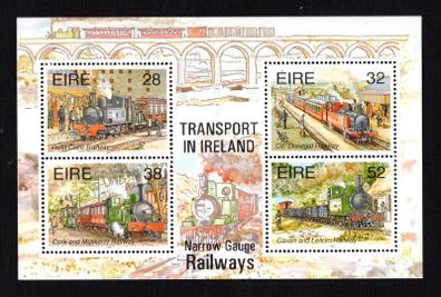 1995 Ireland Transport Narrow Gauge Railways Commemorative Stamps Miniature Sheet Mint Never Hinged (MNH)