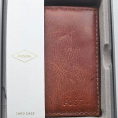Brand New Fossil Mens Slim Wallet Cognac Brown credit card