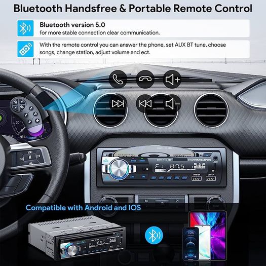 Car Stereo CD DVD Player Bluetooth,RDS/FM Car Radio Bluetooth Handsfree Calling MP3/USB/SD/AUX/FM RDS Car Radio with Dual USB Fast Charge, Steering Wheel Remote Control (FREE SHIPPING)