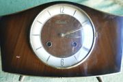 Rare Original Hermle 60s German Mid Century Teak Desk Mantel Chimny Clock By Hermle (the Clock Works Well And Keeps Time)