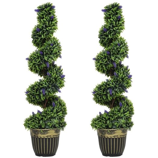 Set of Two 115cm Artificial Lavender Trees
