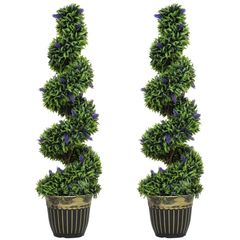Set of Two 115cm Artificial Lavender Trees