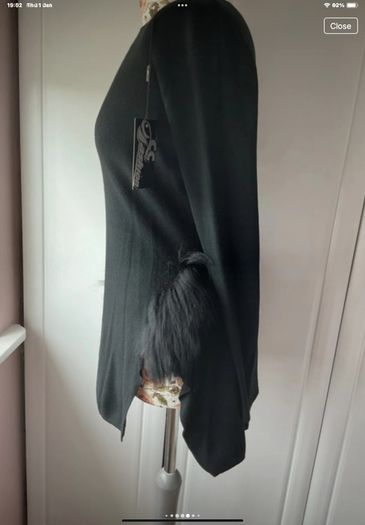 jumper black long statement jumper with fur sides detail and side slits cc fashion l/xlarge
