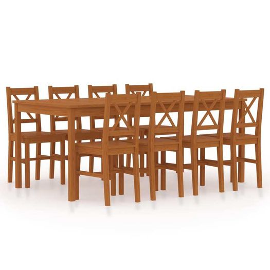 9 Piece Dining Set Pinewood Honey Brown (Copy)