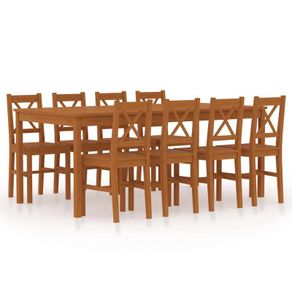 9 Piece Dining Set Pinewood Honey Brown (Copy)