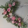 55cm White Wicker heart floral wreath Image 2
