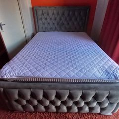 King Size Light Grey Bed Frame.