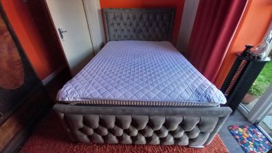 King Size Light Grey Bed Frame.