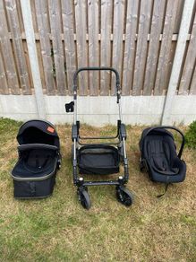 Magic ZC 3 in 1 Pushchair Pram Travel System, Baby Stroller 3 in 1 with Reversible Two Pushing Modes, Newborn Infant Carriage One-Click Folding, Toddler Buggy Aluminum Frame (739 Black)