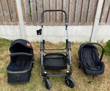 Magic ZC 3 in 1 Pushchair Pram Travel System, Baby Stroller 3 in 1 with Reversible Two Pushing Modes, Newborn Infant Carriage One-Click Folding, Toddler Buggy Aluminum Frame (739 Black)