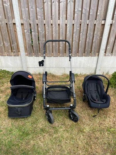 Magic ZC 3 in 1 Pushchair Pram Travel System, Baby Stroller 3 in 1 with Reversible Two Pushing Modes, Newborn Infant Carriage One-Click Folding, Toddler Buggy Aluminum Frame (739 Black)