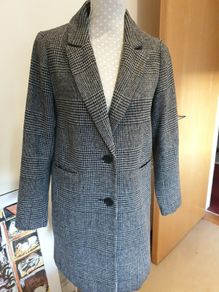 Ladies grey black checked coat uk 8-10