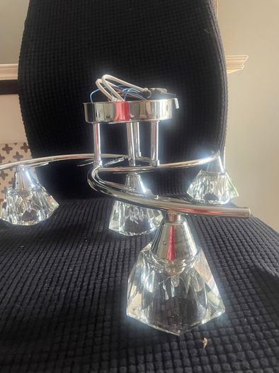 Hexagon shaped glass & Leaf design ceiling lights x2