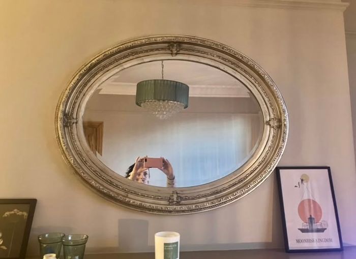 Silver decorative mirror pair